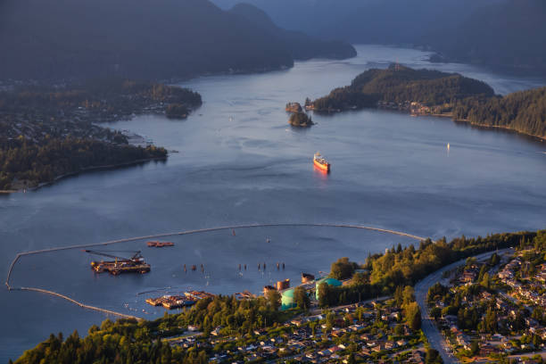 istock Aerial view of Deep Cove, Industrial Site 1306237975