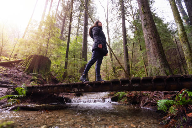 istock Girl Walking on a Mystical Trail in Rain Forest 1306238093