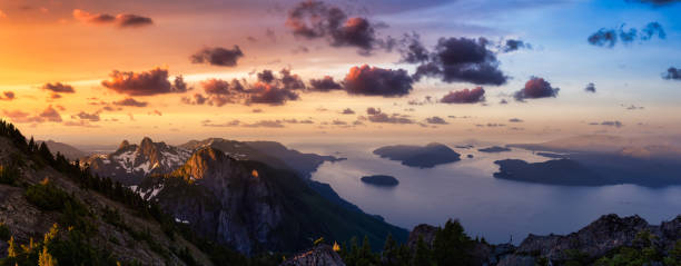 Panoramic landscape view of Howe Sound