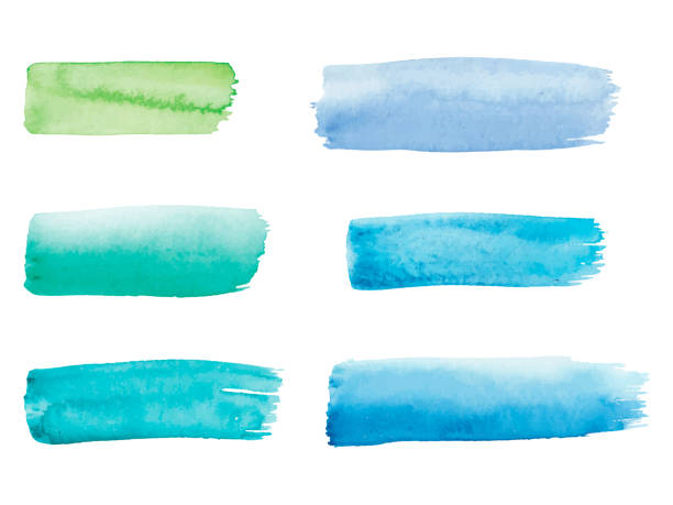 istock Abstract watercolor blue brush strokes isolated on white, creative illustration, fashion background. Vector 1306240979