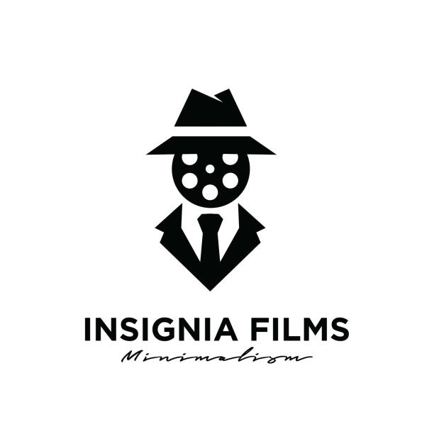 illustrazioni stock, clip art, cartoni animati e icone di tendenza di spy film studio movie video cinema cinema cinema cinema produzione logo design icona vettoriale illustrazione isolated white background - smoking issues illustrations