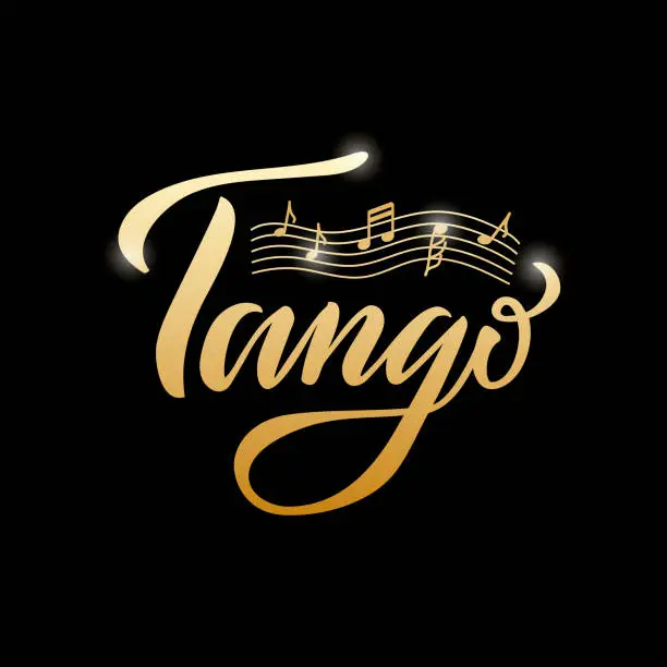 Vector illustration of Tango golden gradient lettering