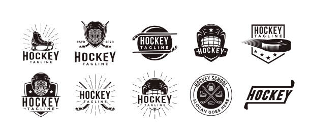 ilustraciones, imágenes clip art, dibujos animados e iconos de stock de iconos del hockey - ice hockey illustrations