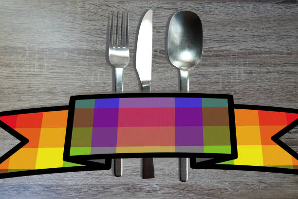 Creole restaurant  Set table  Multicolored checkered napkin madras