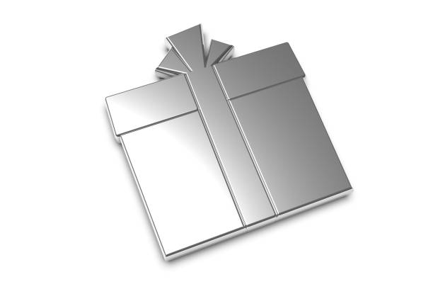 istock Silver Metallic Present - 3D Illustration - Isolated On White Background 1306253859