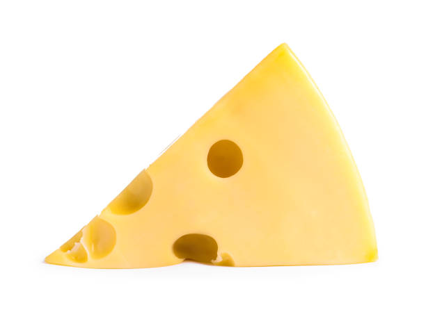 istock Piece of cheese with holes isolated on white 1306255652