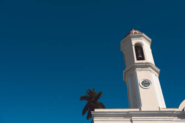 istock Low Angle View Of Clock Tower And Building Against Clear Blue Sky 1306260739
