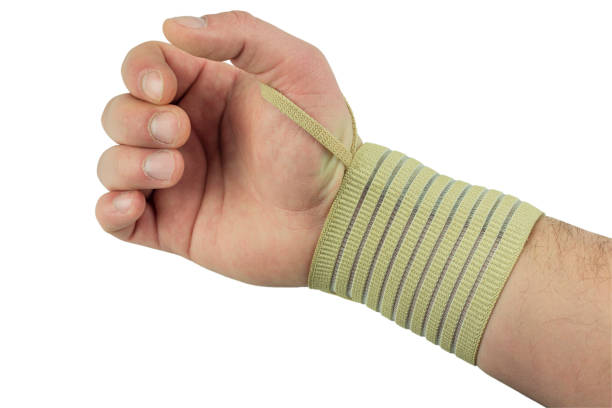 istock wrist bandage, arm fixation during stretching, extension or injury 1306263559