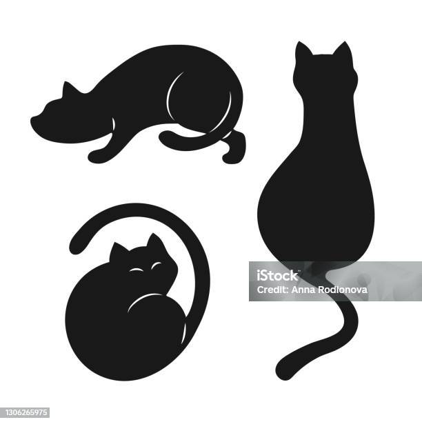 Greeting card of two cats with heart shaped tails ~ Clip Art #103033879