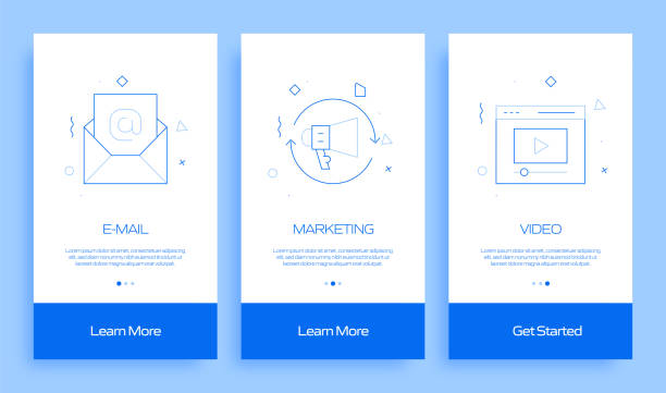 istock Inbound Marketing Concept Onboarding Mobile App Page Screen with Flat Icons. UX, UI Design Template Vector Illustration 1306269624