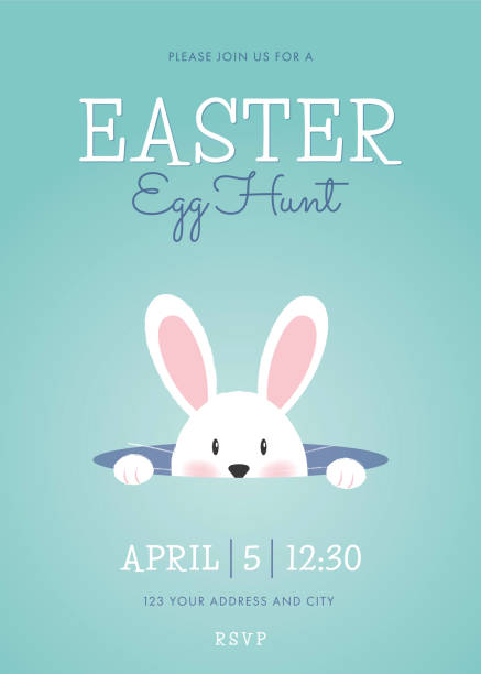 Easter Egg Hunt invitation template with easter bunny. Easter Egg Hunt invitation template with easter bunny. Stock illustration bunny ear stock illustrations