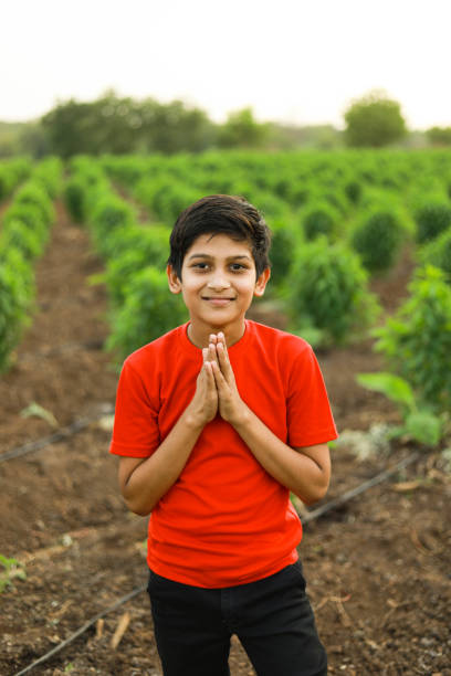 istock cute indian child at agriculture field 1306275815