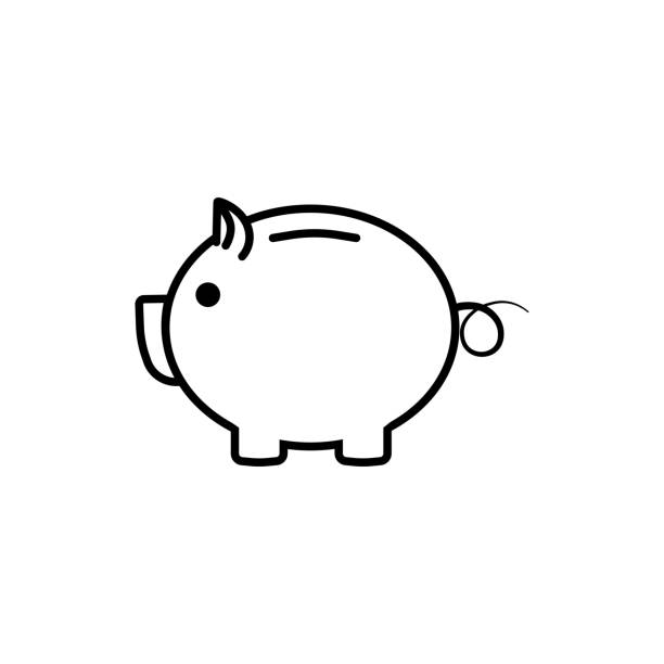 Piggy bank line icon in black. Savings money symbol. Simple design. Outline flat style. Financial literacy concept. Isolated on white background. For app or web Vector EPS 10. Piggy bank line icon in black. Savings money symbol. Simple design. Outline flat style. Financial literacy concept. Isolated on white background. For app or web Vector EPS 10. financial literacy logo stock illustrations