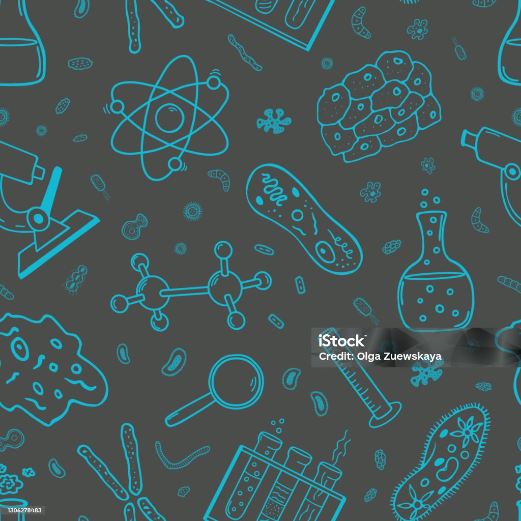 Science Model Making Vector Science And Education Seamless Pattern Of Vector Hand Drawn Elements In ...