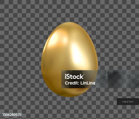 istock Vector realistic golden metallic egg. Gold 3d isolated design element. 1306280570
