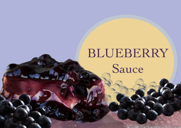 Blueberry Sauce Topping for Cheese cake with Fresh Blueberries on Background