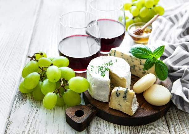 istock Various types of cheese, grapes and wine 1306280779
