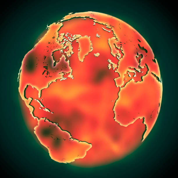 Red glowing globe vector art illustration