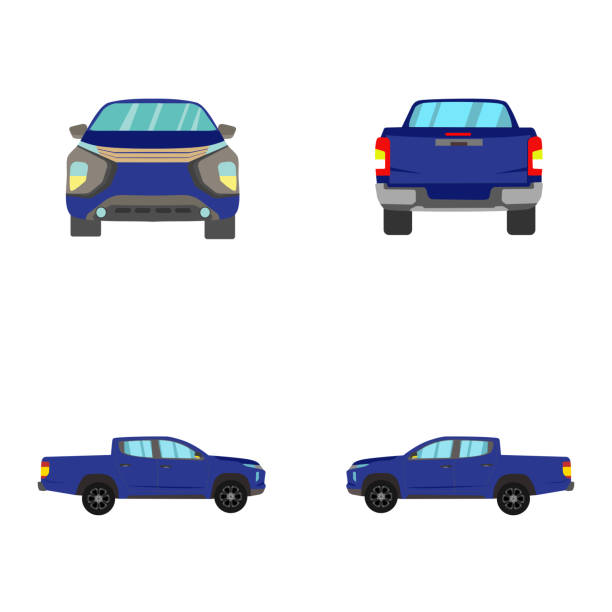 istock set of blue double cab pickup truck on white background 1306285778