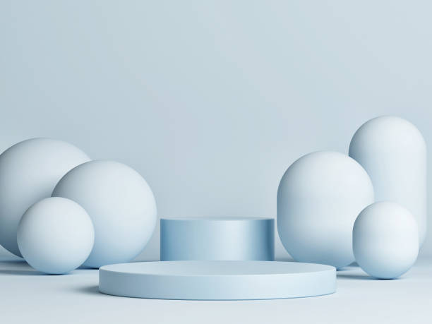 istock Mockup abstract geometry podium, blue background 1306288226