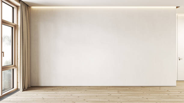 istock Modern white minimalist interior blank wall. 3d render illustration mock up. 1306292615