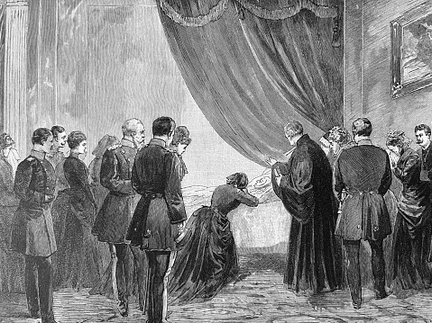 オーガスタマリールイーズカタリナフォンザクセンヴァイマルアイゼナハの死の床 19世紀のベクターアート素材や画像を多数ご用意 19世紀