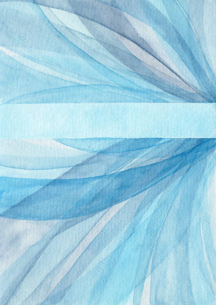 Watercolor blue and gray strokes abstract background. Multi layers illustration. Empty room for text