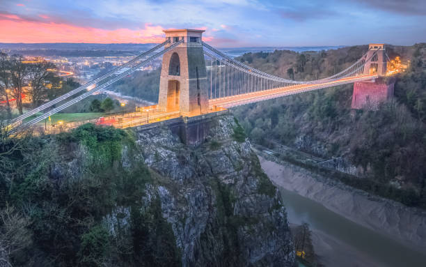 클리프턴 서스펜션 브리지. 브리스톨, 잉글랜드 - bristol england bridge clifton suspension bridge suspension bridge 뉴스 사진 이미지