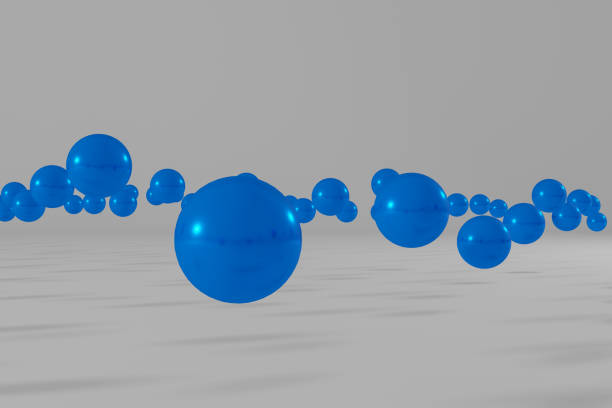 istock Blue balloons soar over white background 1306307578