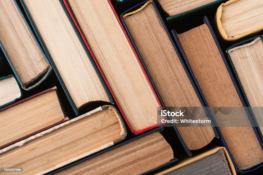 Collection of old books in library Collection of old books in library . Education background Book Stock Photo