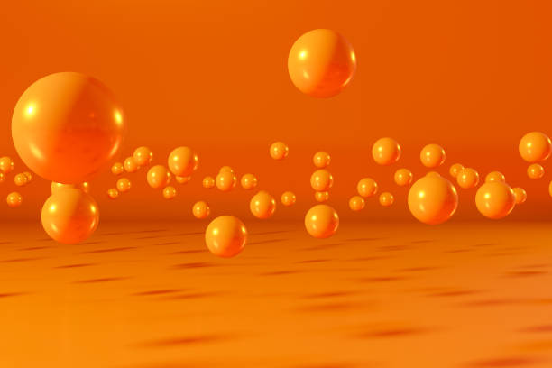 Orange balloons soar over orange background