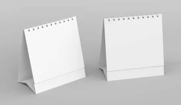 Blank desk top calendar, blank desktop flip-top calendar, mock up template for corporate design, 3d render