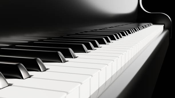 istock Piano keyboard close up view 3D illustration 1306316411