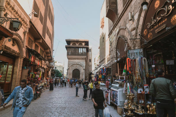 People crowd walking on Old Market in  Cairo