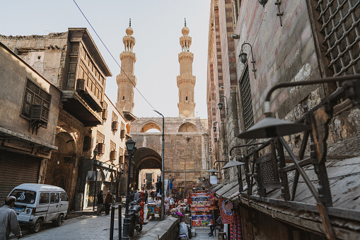 People crowd walking on Old Market in  Cairo
