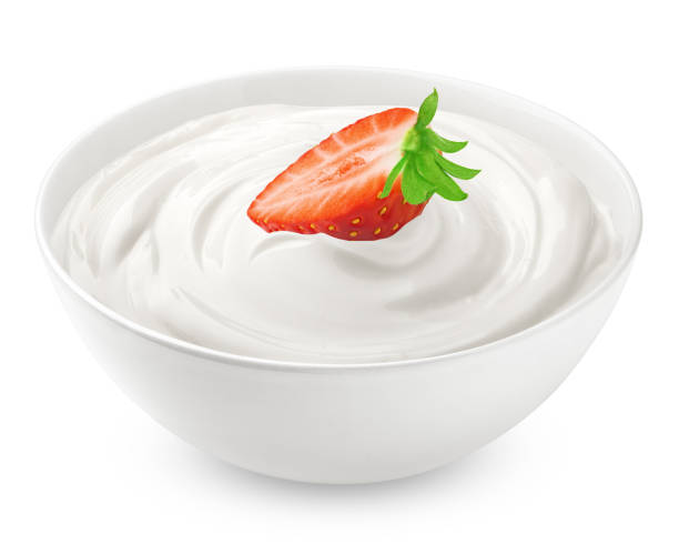 istock strawberry with sour cream, yogurt, isolated on white background, clipping path, full depth of field 1306318246