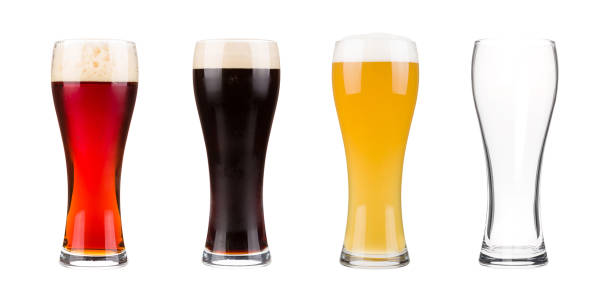 istock Beer glasses set dark, lager and red isolated on white background 1306318427