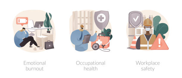 illustrazioni stock, clip art, cartoni animati e icone di tendenza di illustrazioni vettoriali di concetto astratto per la salute dei dipendenti. - occupational safety and health