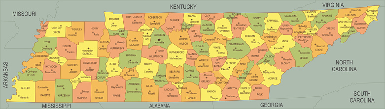 Flat map of Tennessee