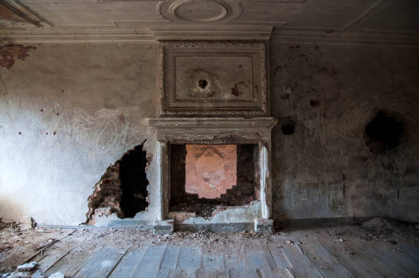 istock An old ruined house inside. Old ruined interior at home. 1306322662