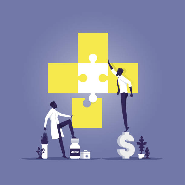 praca zespołowa i koncepcja partnerstwa - healthcare and medicine communication doctor puzzle stock illustrations