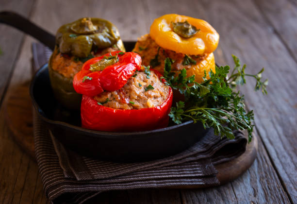 istock Bell peppers with meat and parsley , stuffed vegetables 1306328900