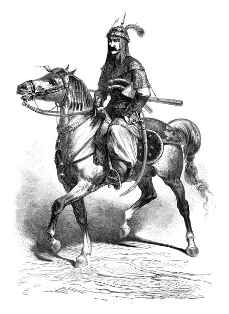 ilustrações de stock, clip art, desenhos animados e ícones de turkish kurd in traditional clothing riding horse 1862 - 1862