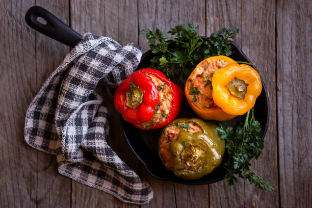istock Bell peppers with meat and parsley , stuffed vegetables 1306329188