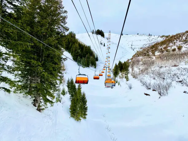 Photo of Orange chairlift Park City Utah ski resort