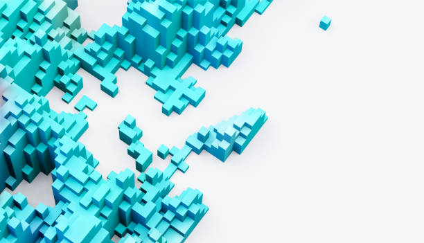 istock Sci - Fi, Voxel colourful abstract background Business  and technology concept. Illuminated cubes 3D render. Business  and technology concept background 1306330857