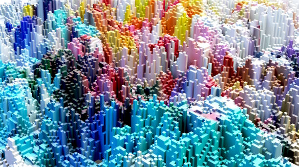 istock Sci - Fi, Voxel colourful abstract background Business  and technology concept. Illuminated cubes 3D render. Business  and technology concept background 1306330870