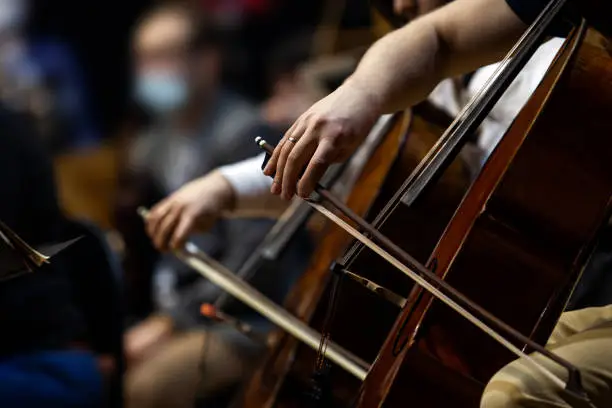 Photo of Hands of a musician playing cello