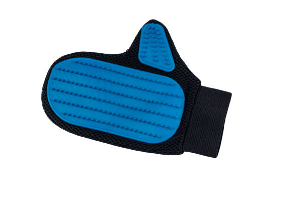 istock Blue rubber pet grooming glove isolated on white background 1306333600