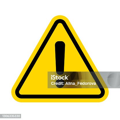 istock Hazard warning attention sign with exclamation mark symbol. Vector illustration. 1306335330
